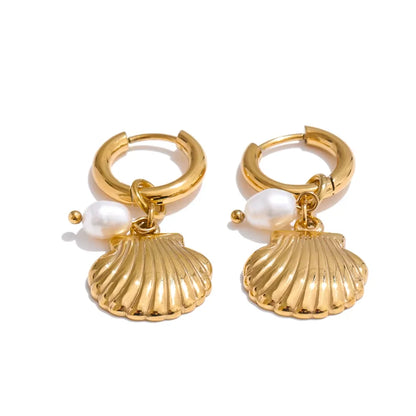 Delphine -  18K Gold Plated Stainless Steel Ocean Style Hoop Earrings