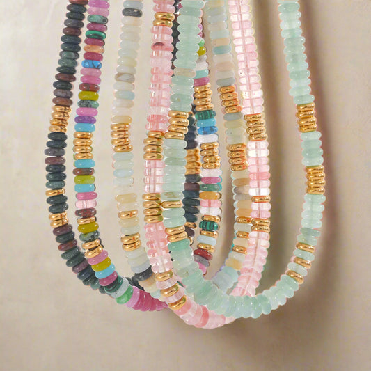 Set of colorful beaded necklaces 