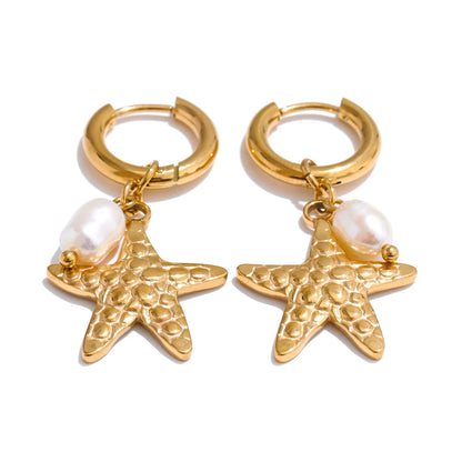 Delphine -  18K Gold Plated Stainless Steel Ocean Style Hoop Earrings