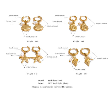 Delphine -  18K Gold Plated Stainless Steel Ocean Style Hoop Earrings