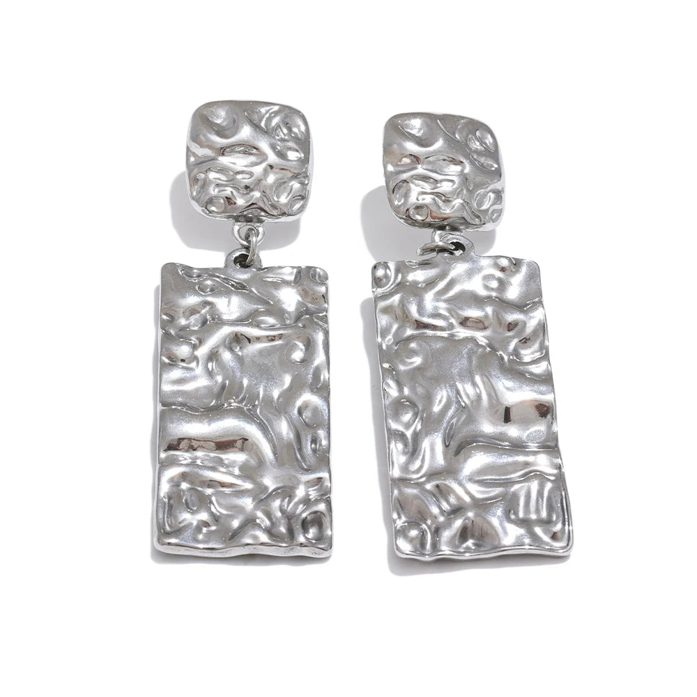 Stella Maris -  18K Gold Plated Stainless Steel Rectangle Drop Earrings