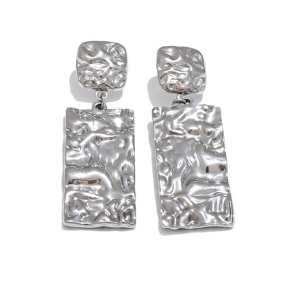 Stella Maris -  18K Gold Plated Stainless Steel Rectangle Drop Earrings