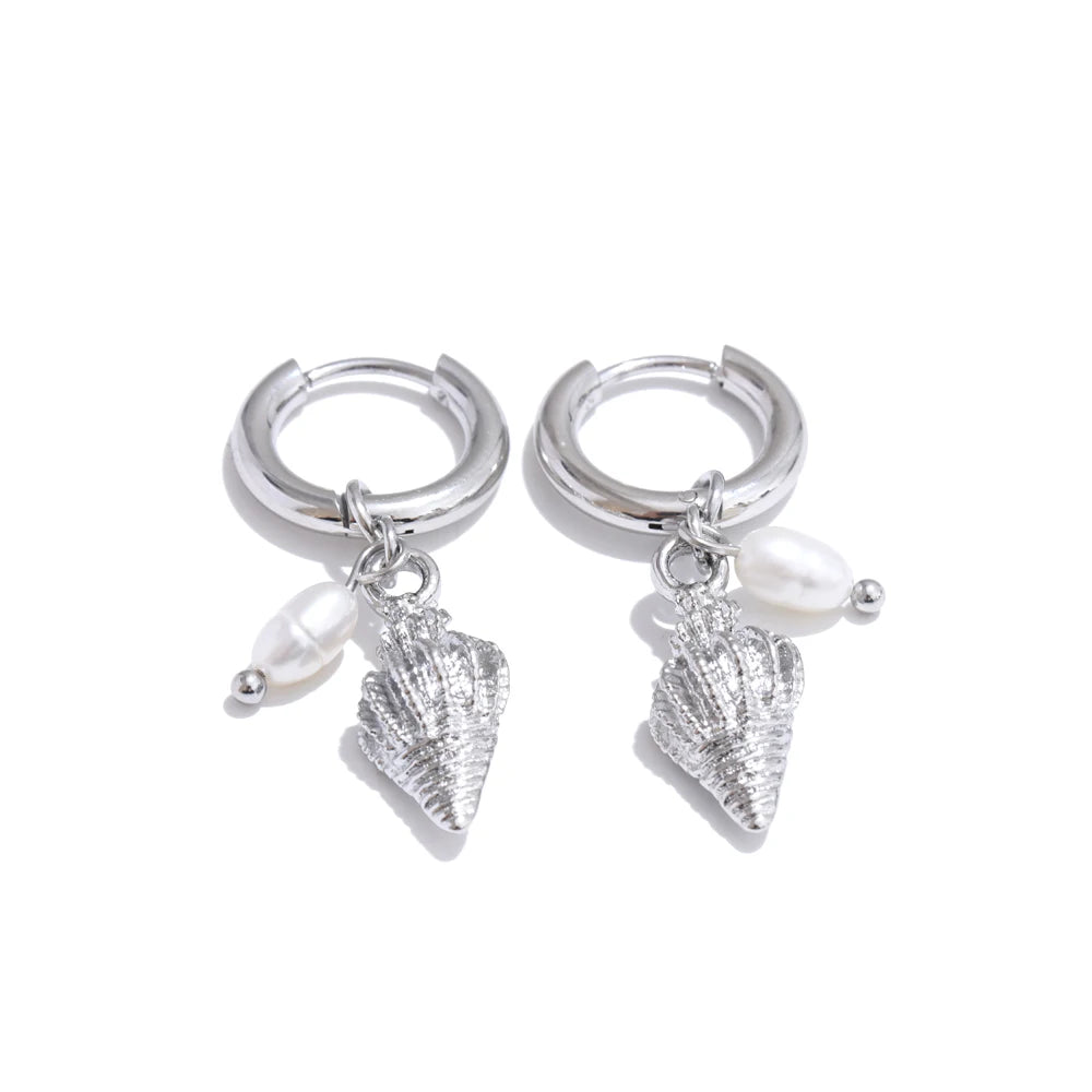Delphine -  18K Gold Plated Stainless Steel Ocean Style Hoop Earrings