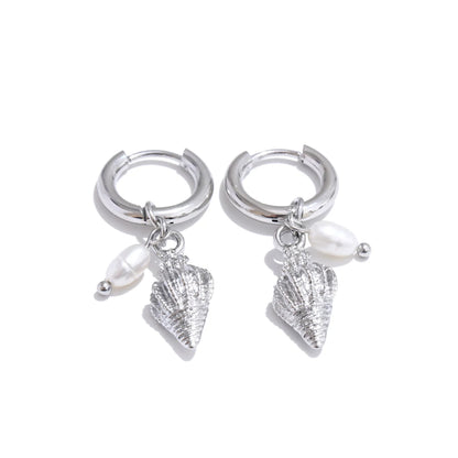 Delphine -  18K Gold Plated Stainless Steel Ocean Style Hoop Earrings