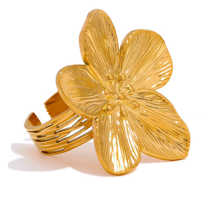 Belladonna - Waterproof Flower Open Ring