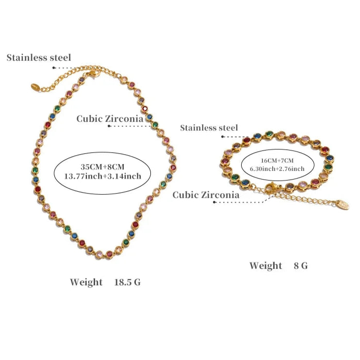 Marigold - Zirconia Cast Necklace And Bracelet