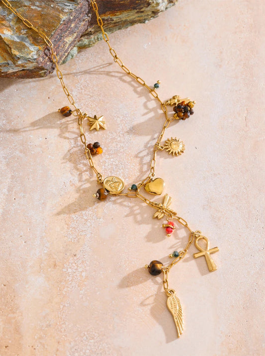 Rhea - Wing Cross and Heart Pendant