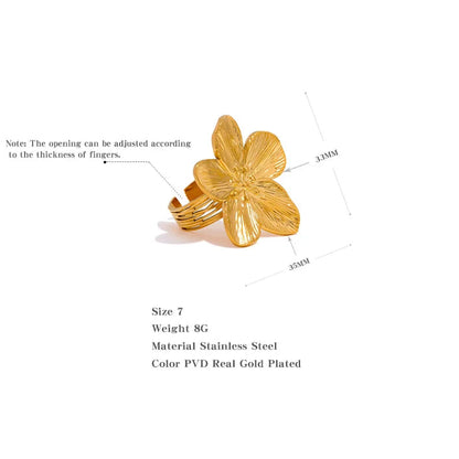 Belladonna - Waterproof Flower Open Ring