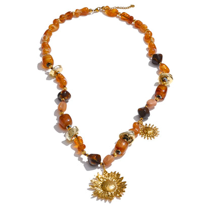 Ione - Acrylic Beads Chain Sunflower Pendant