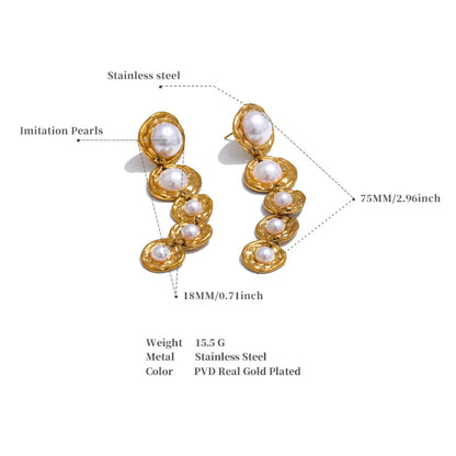 Circe - Hanging Pearls Drop Earrings