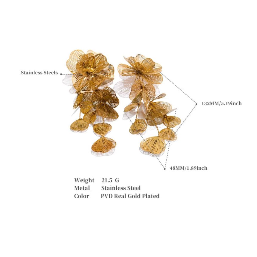Marguerite - Big Flower Tassel Drop Earrings