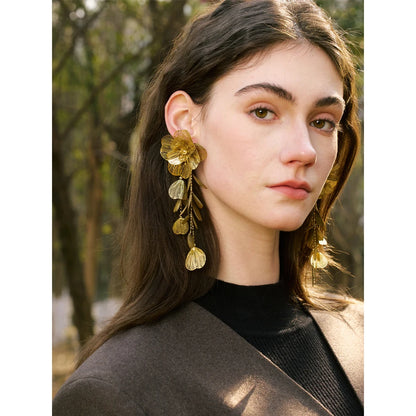 Marguerite - Big Flower Tassel Drop Earrings