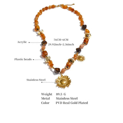 Ione - Acrylic Beads Chain Sunflower Pendant