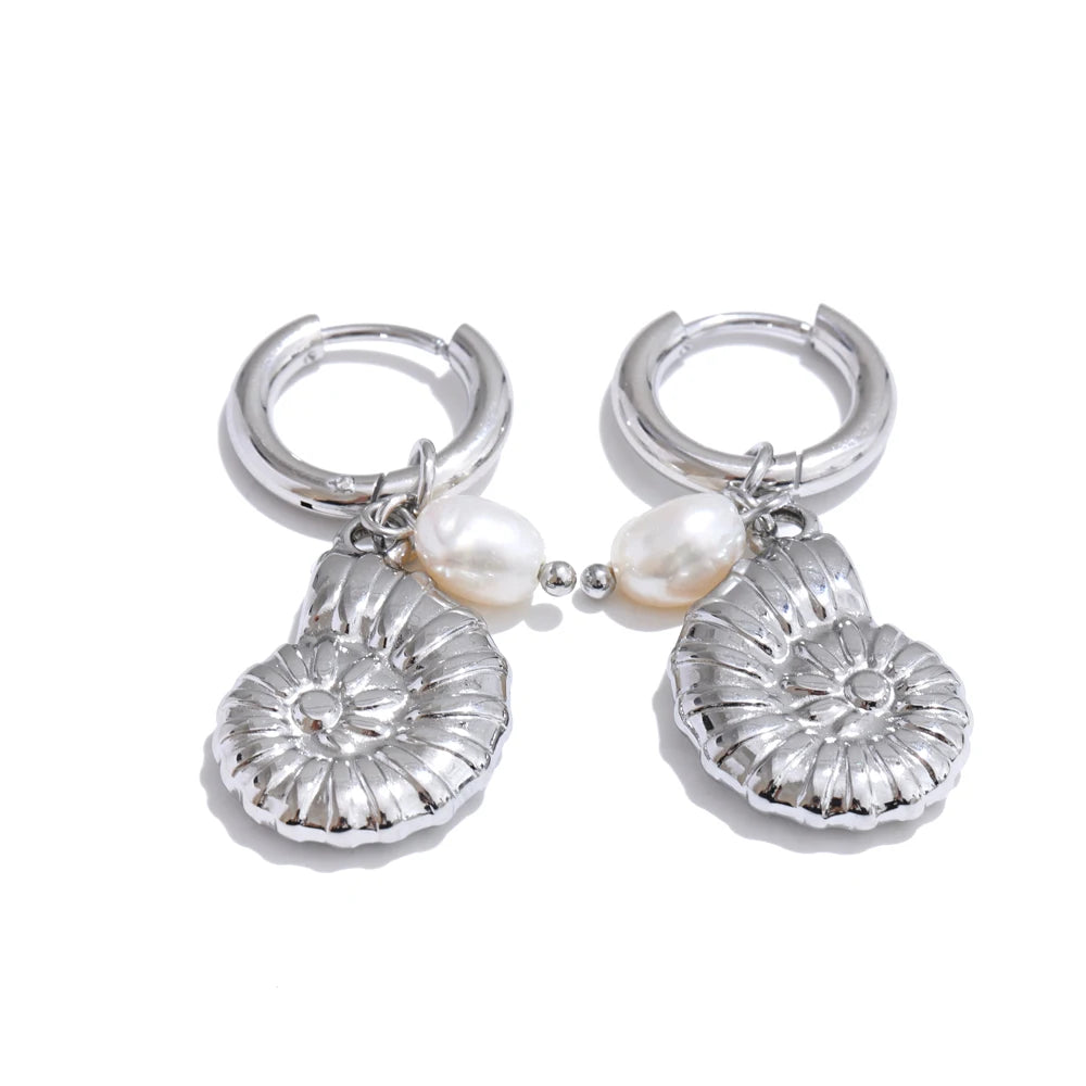 Delphine -  18K Gold Plated Stainless Steel Ocean Style Hoop Earrings