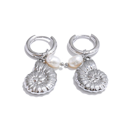 Delphine -  18K Gold Plated Stainless Steel Ocean Style Hoop Earrings