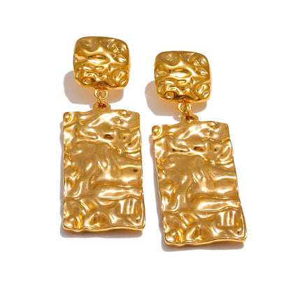 Stella Maris -  18K Gold Plated Stainless Steel Rectangle Drop Earrings