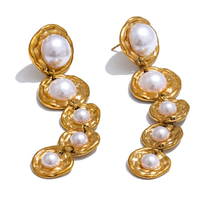 Circe - Hanging Pearls Drop Earrings