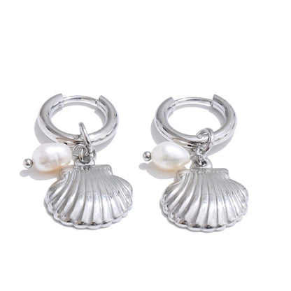 Delphine -  18K Gold Plated Stainless Steel Ocean Style Hoop Earrings