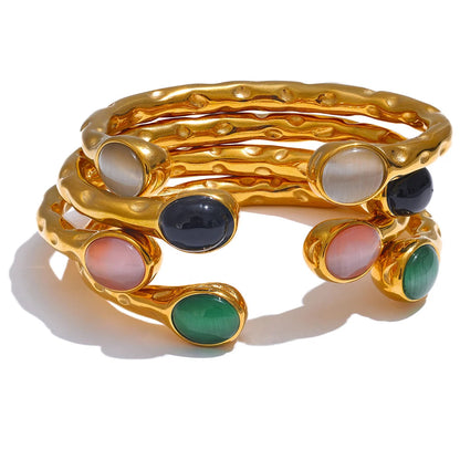 Andromeda - Natural Stone Golden Cuff