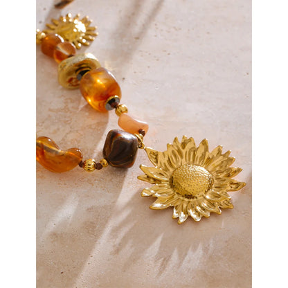 Ione - Acrylic Beads Chain Sunflower Pendant