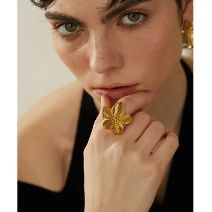 Belladonna - Waterproof Flower Open Ring