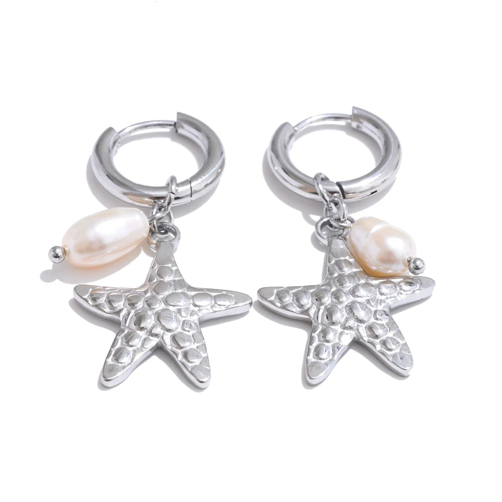 Delphine -  18K Gold Plated Stainless Steel Ocean Style Hoop Earrings