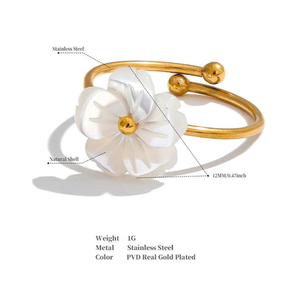 Zahra - Natural Shell Flower Adjustable Ring