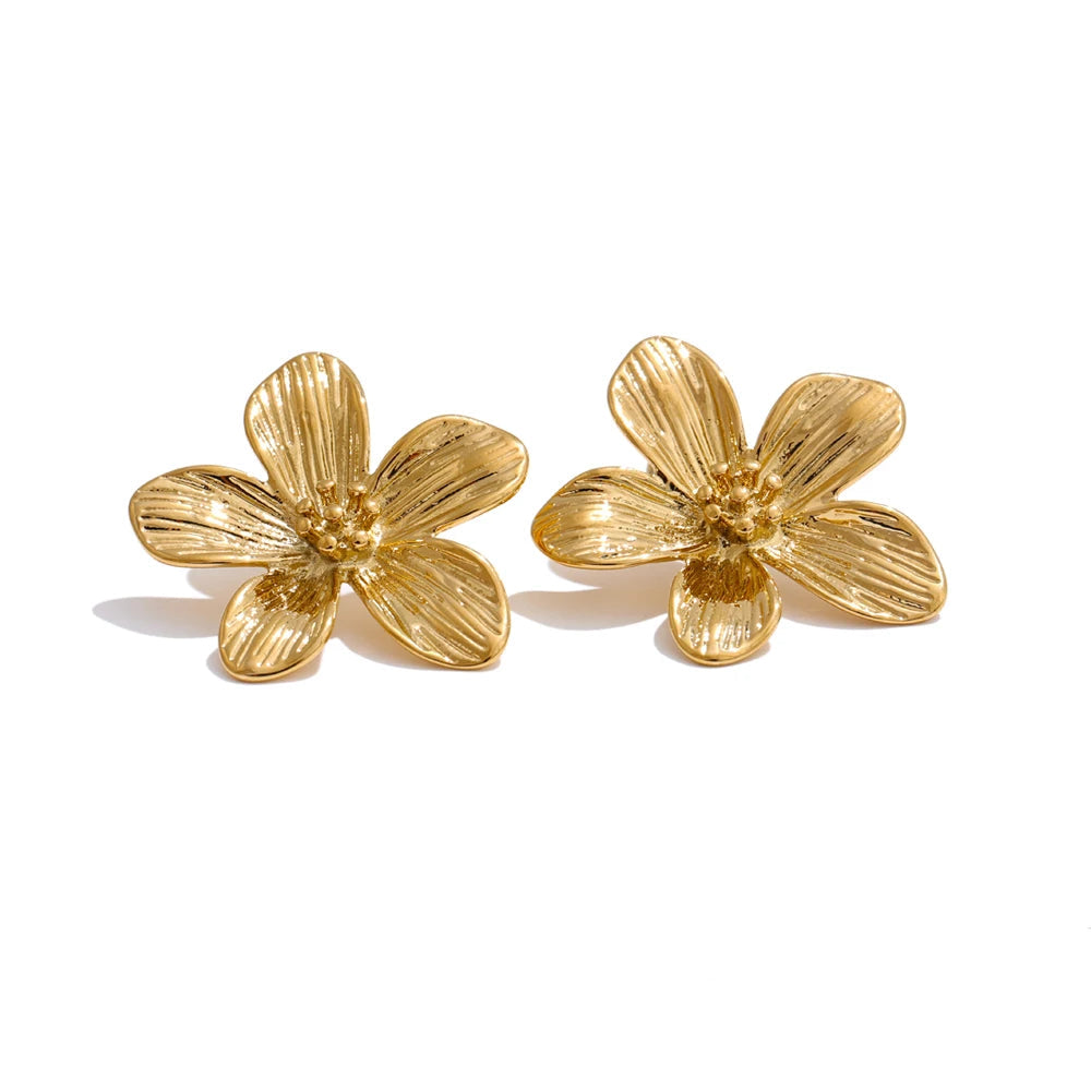 Belladonna - Metal Flower Stud Earrings