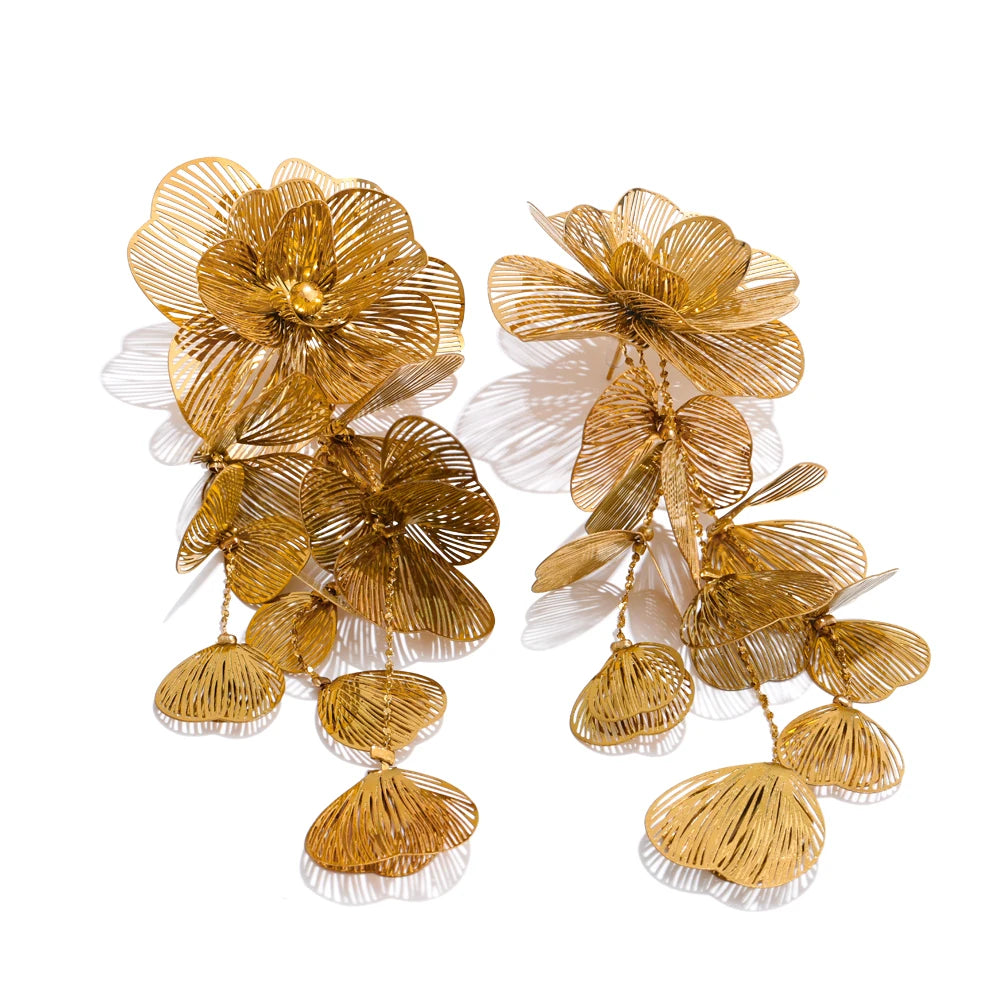 Marguerite - Big Flower Tassel Drop Earrings