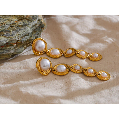 Circe - Hanging Pearls Drop Earrings