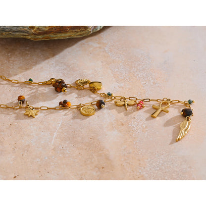 Rhea - Wing Cross and Heart Pendant
