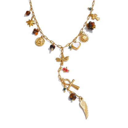 Rhea - Wing Cross and Heart Pendant