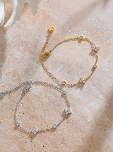 Celeste -Zirconia  Flower Chain Bracelet