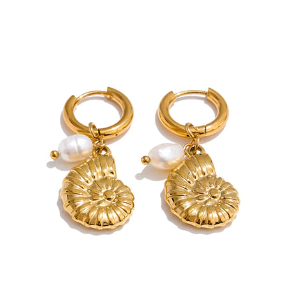 Delphine -  18K Gold Plated Stainless Steel Ocean Style Hoop Earrings